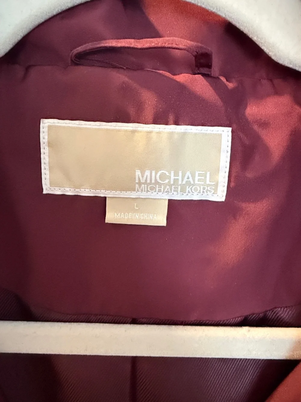 Michael Kors Women's Maroon Rain Jacket with Gold Hardware - Picture 2 of 9